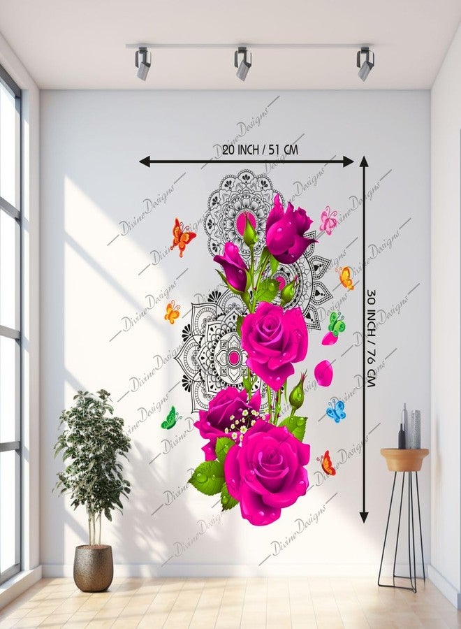 DivineDesigns ملصق فني بتصميم ماندالا جميل وورود وردية من DivineDesigns - Image 3